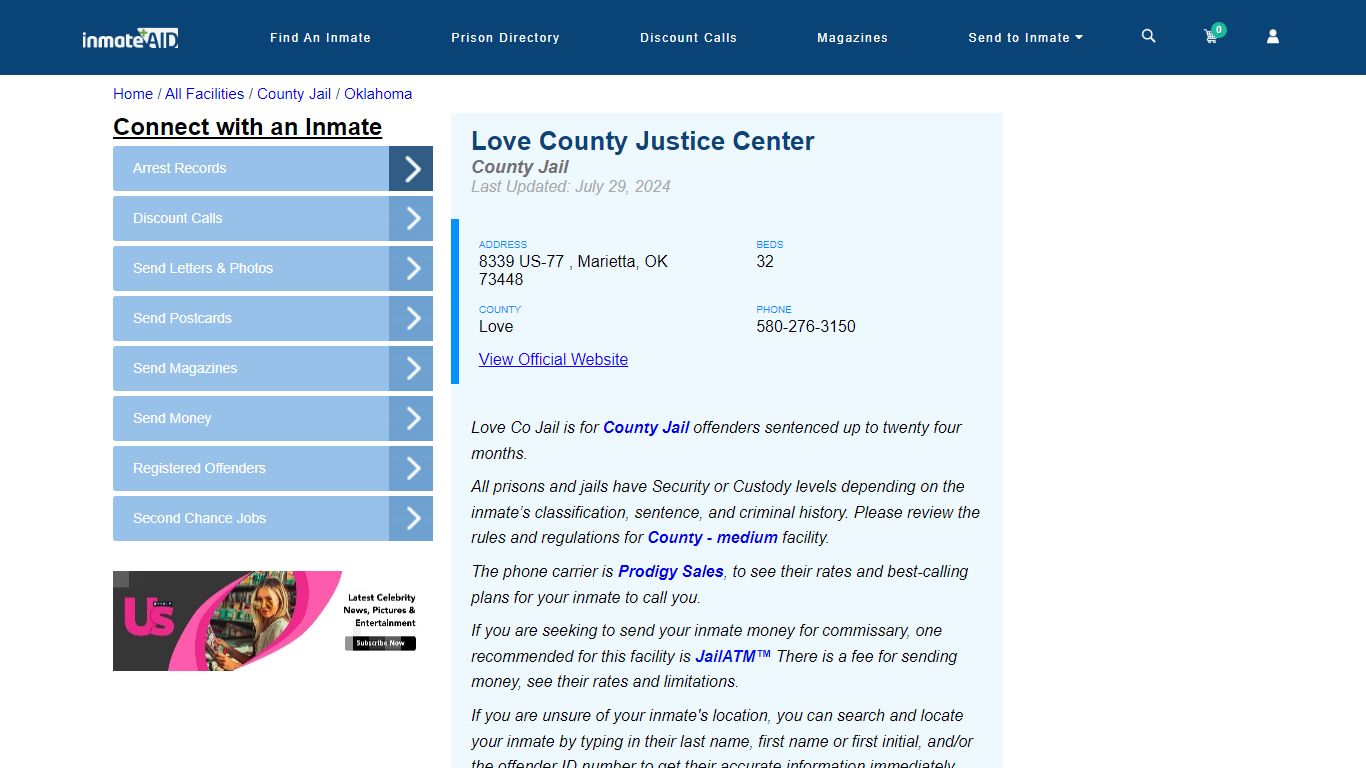 Love County Justice Center - Inmate Locator