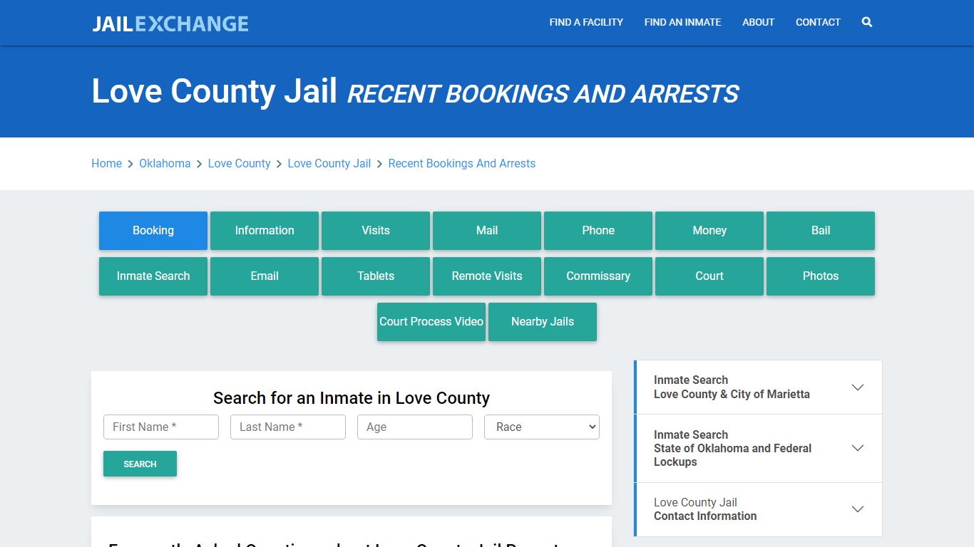 Love County Jail Recent Bookings And Arrests - Jail Exchange